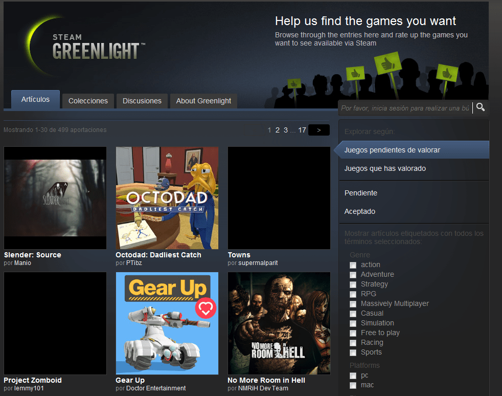 Valve lanza Steam Greenlight