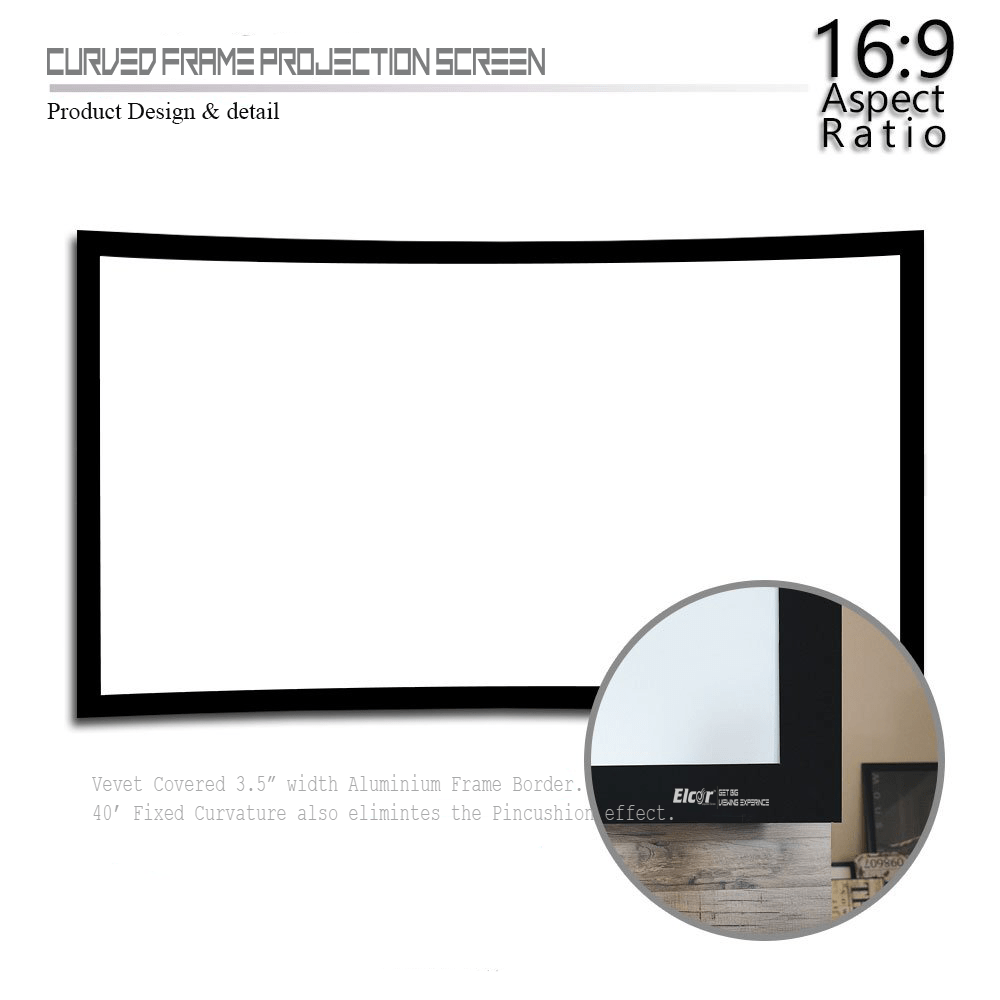 ELCOR PRO Series Curved fixed frame 100Inch Diagonal In 1609 format
