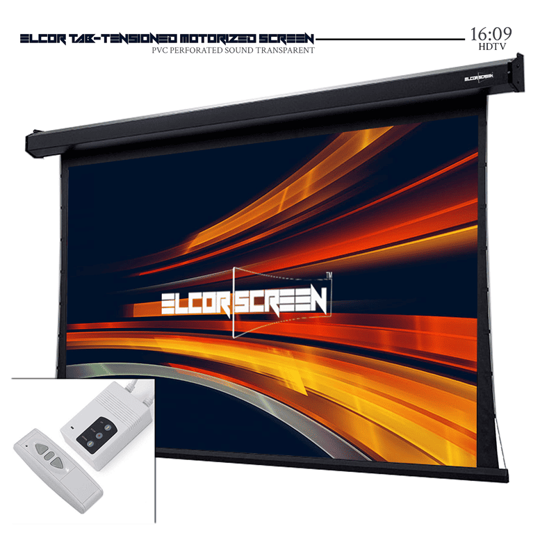 ELCOR PRO Series 120" Acoustically Sound transparent electric tab