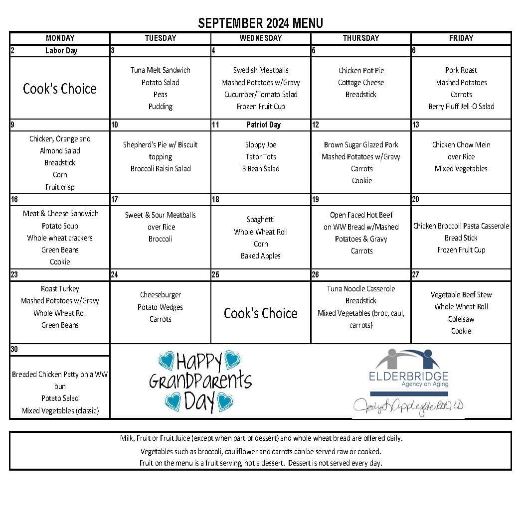 Menus Elderbridge Agency On Aging