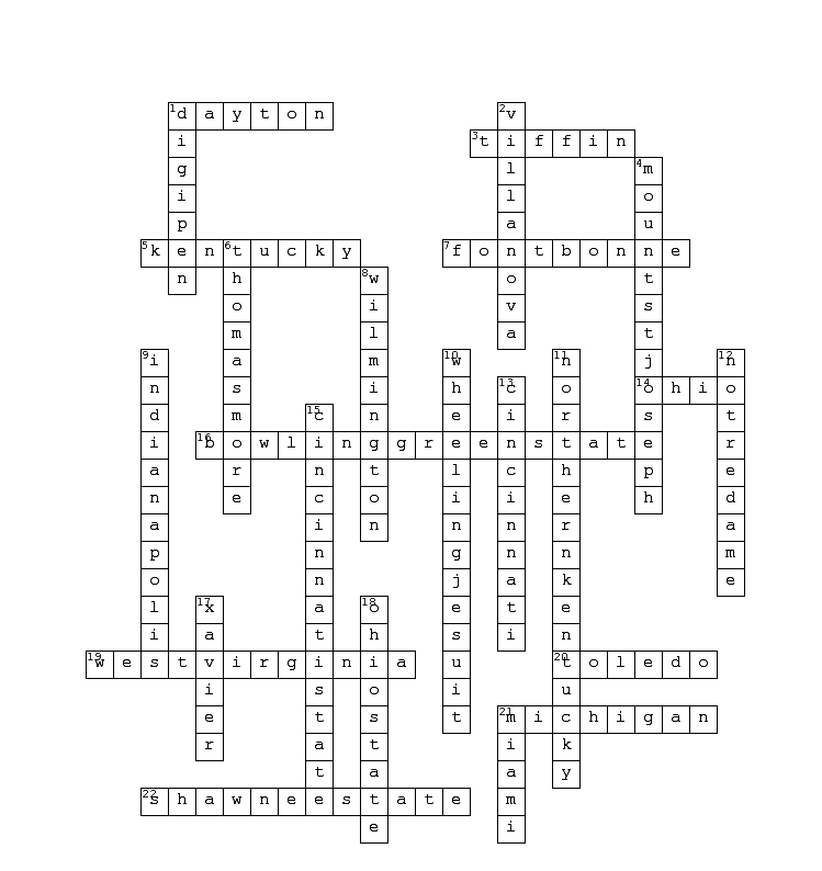 CROSSWORD FROM BACK PAGE OF MAY ISSUE The Purple Quill