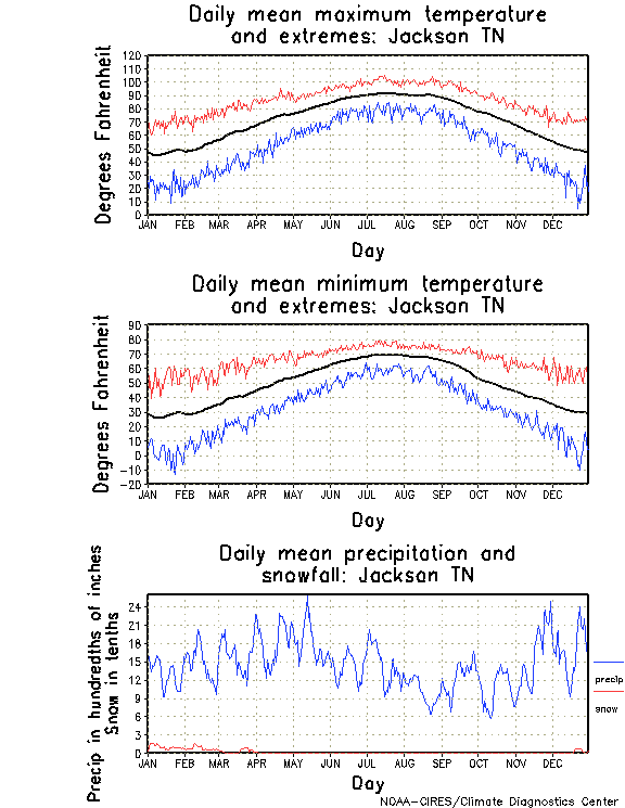 Jackson, Tennessee Climate, Yearly Annual Temperature Average, Annual