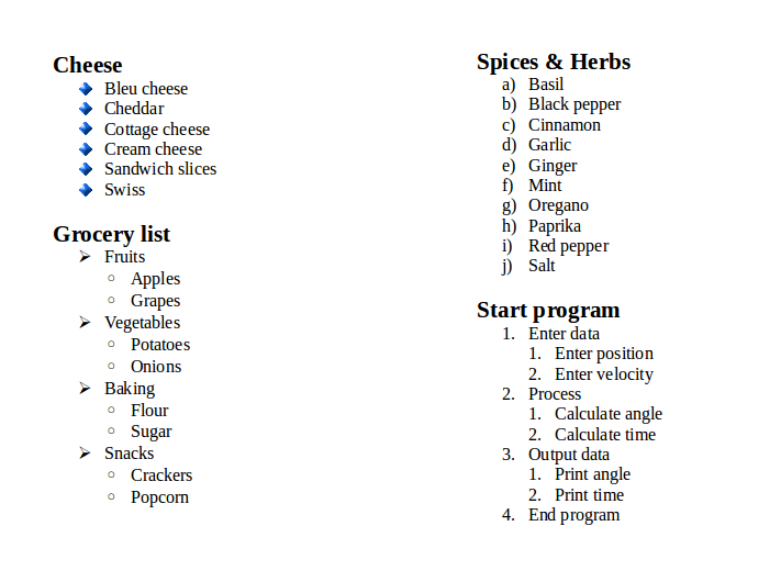 Basic ICT Skills Bullets Numbering Exercise 1
