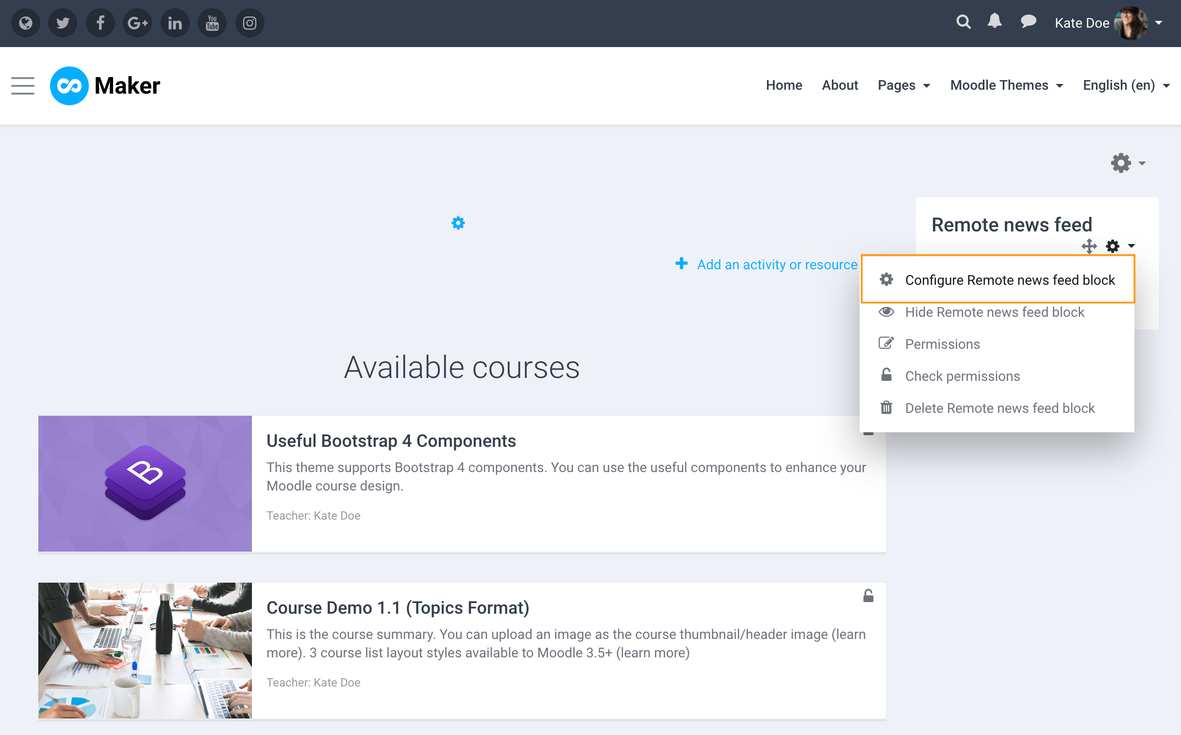 How to add an external blog feed to your Moodle site eLearning Themes