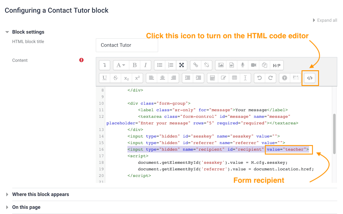 How To Add A Simple Contact Tutor Form In A Moodle Course eLearning Themes
