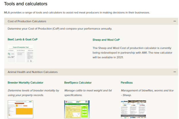 Tools & calculators MLA eLearning