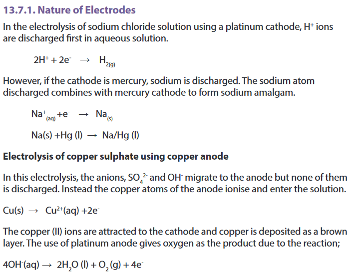 Course Chemistry, Topic UNIT 13 ELECTROLYSIS