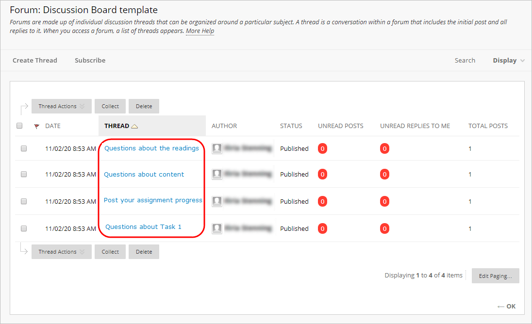 Setup a forum template eLearning University of Queensland