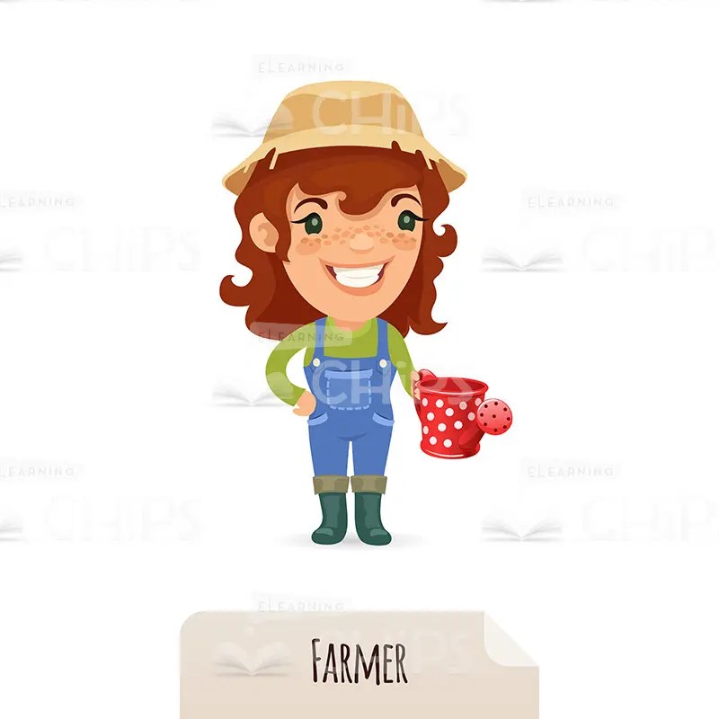 Pretty Female Farmer Grows Corn Vector Character eLearningchips
