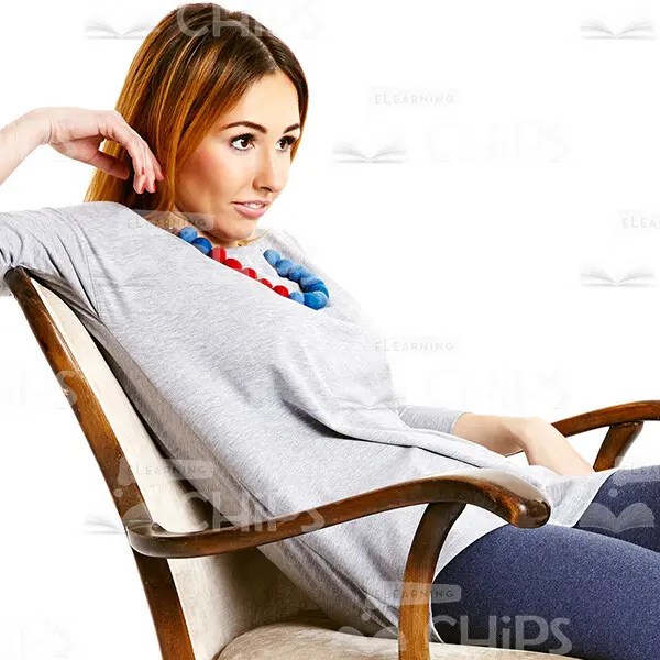 Young Lady Sitting On Low Lounge Chair Cutout Image eLearningchips