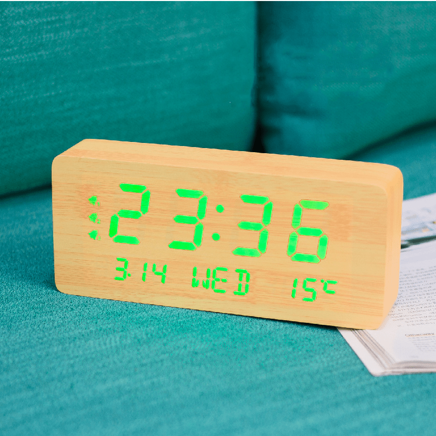LED Thermometer Calendar Wooden Alarm Clock Huayang Electronics Co., Ltd
