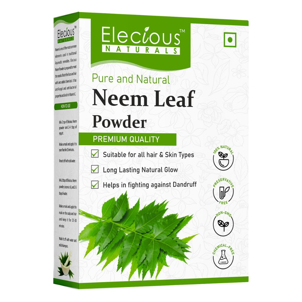 Elecious Naturals Neem Leaf Powder for Skin, Hair and Eating Elecious