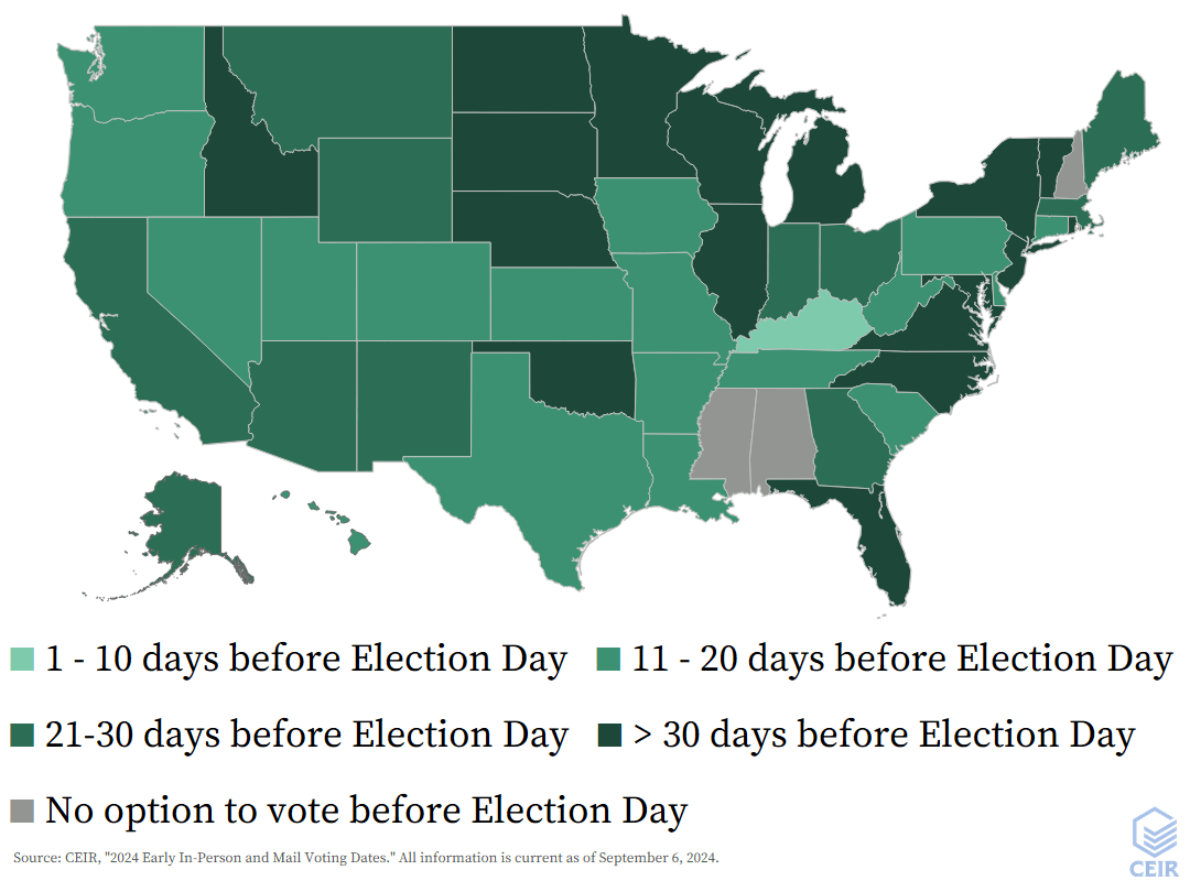 Dates for 2024 Early InPerson and Mail Voting The Center for Election Innovation & Research