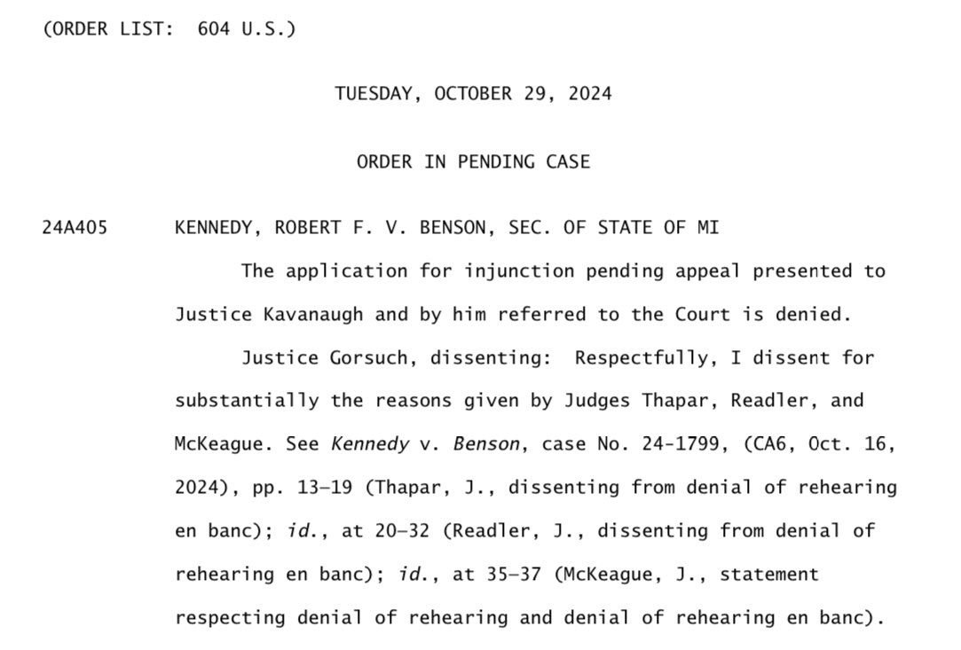 "Supreme Court rejects RFK Jr. plea to be removed from ballot in two