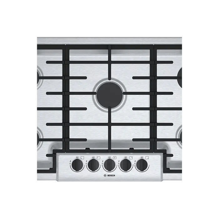 Bosch 36 inch wide Gas Cooktop in Stainless Steel NGM5656UC Electra