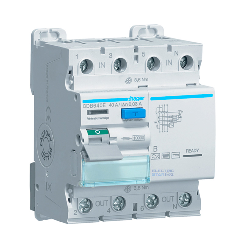 Differential circuit breaker (RCD) Type B 40A, 30mA, 4 poles