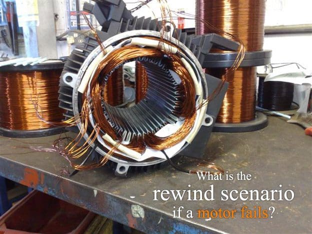 What is the rewind scenario if a motor fails? EEP