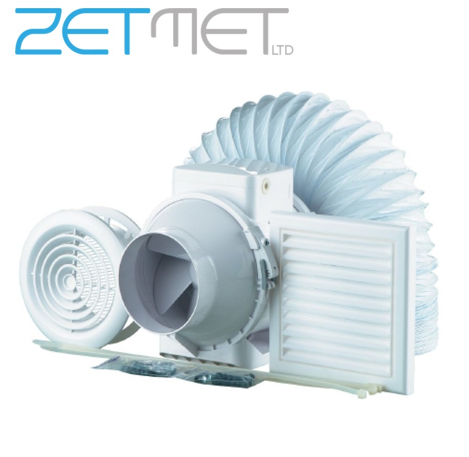 Blauberg TurboE Inline Mixed Flow Extractor Fan Kit With Timer 100mm