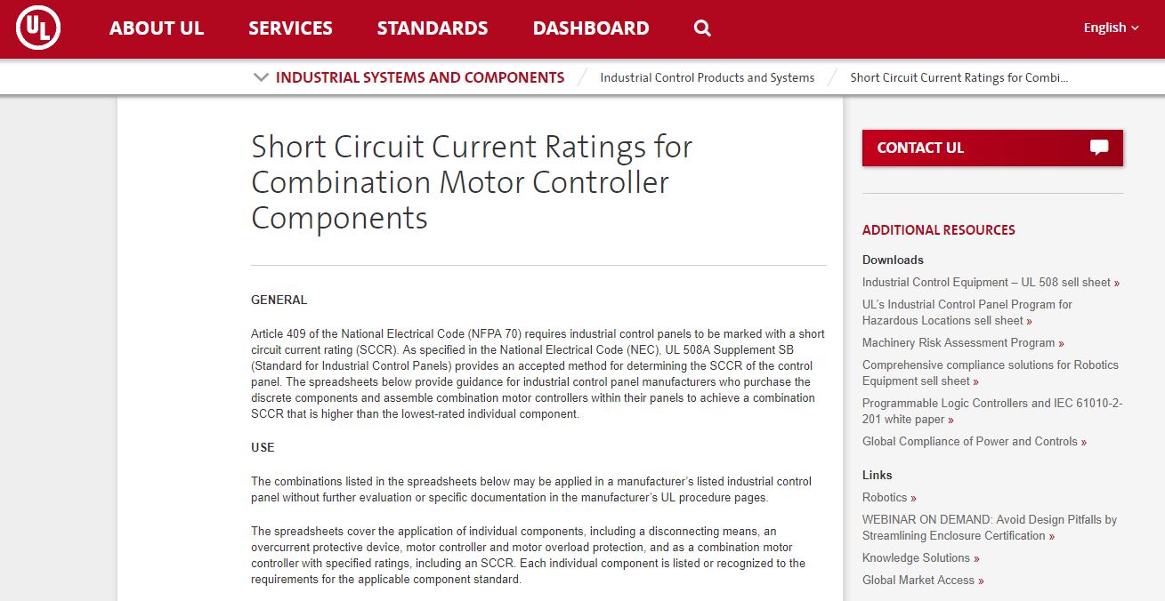 UL SCCR combination ratings Electrical Engineering Resource