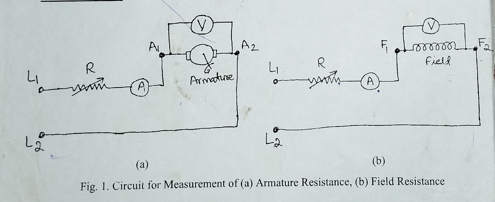 Measurement of Field resistance and armature resistance of DC Machine