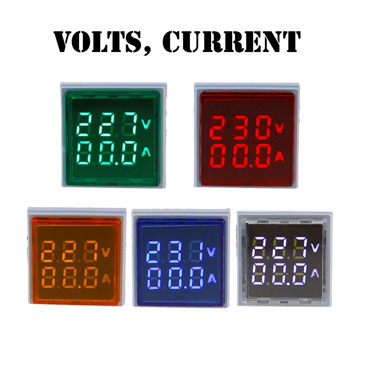 Square LED Digital Voltmeter Ammeter ElectricalWall