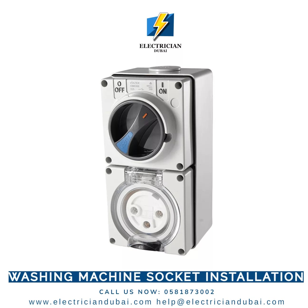 Washing Machine Socket Installation 0581873002 Electrician Dubai