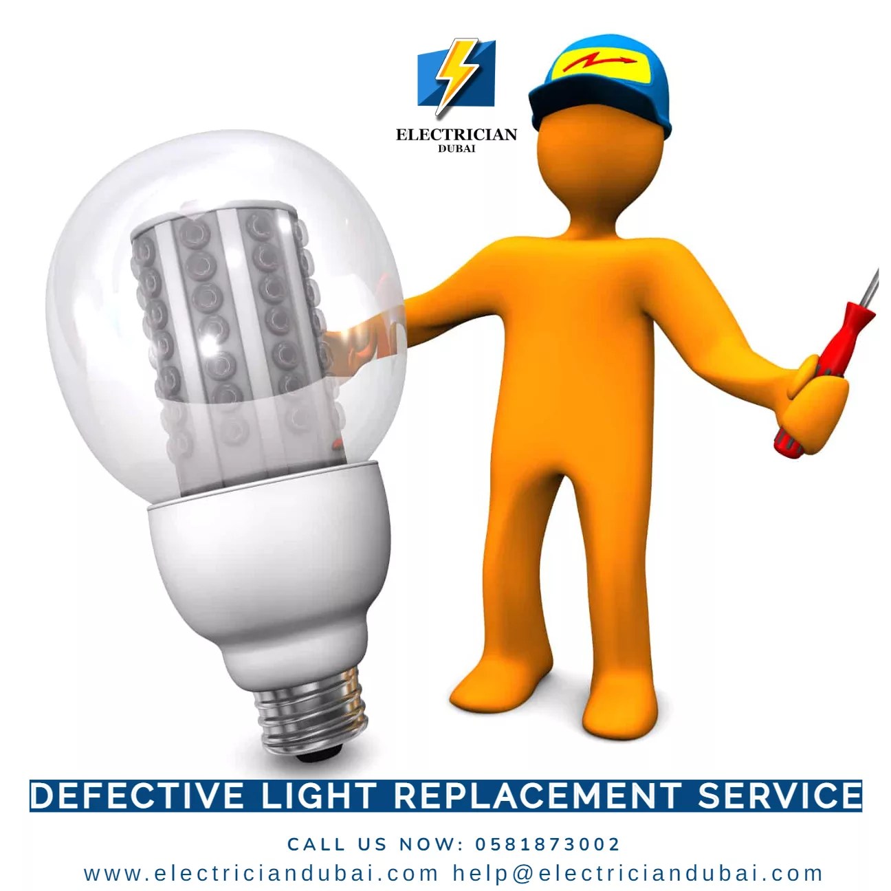Defective Light Replacement Service Electricians Dubai 0581873002