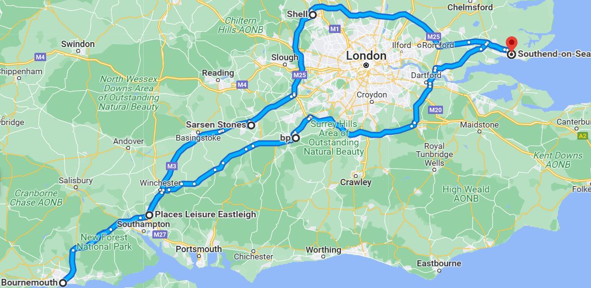 Nissan LEAF 2016 Road trip report Southend to Bournemouth Electric Road