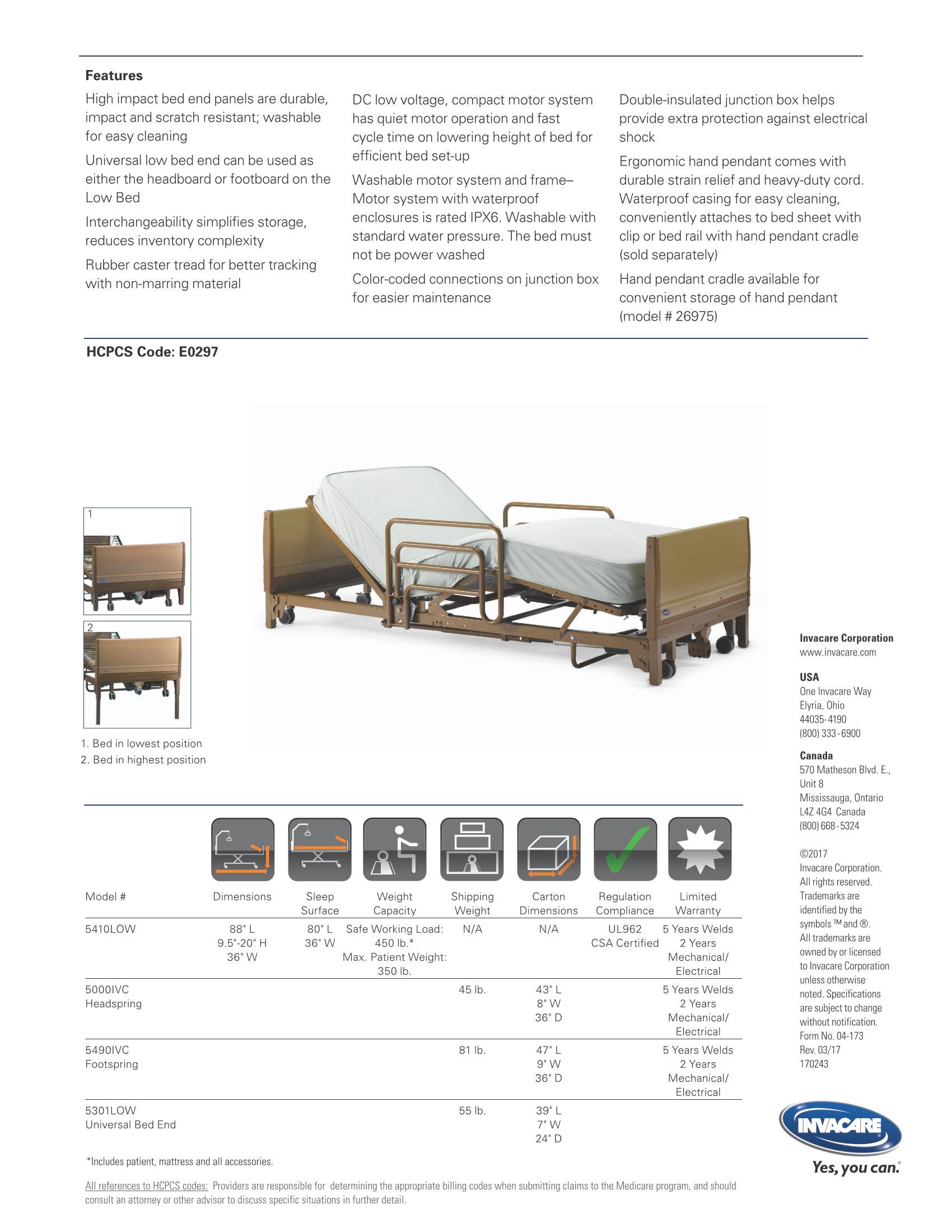 Los Angeles Invacare full electric hospital bed