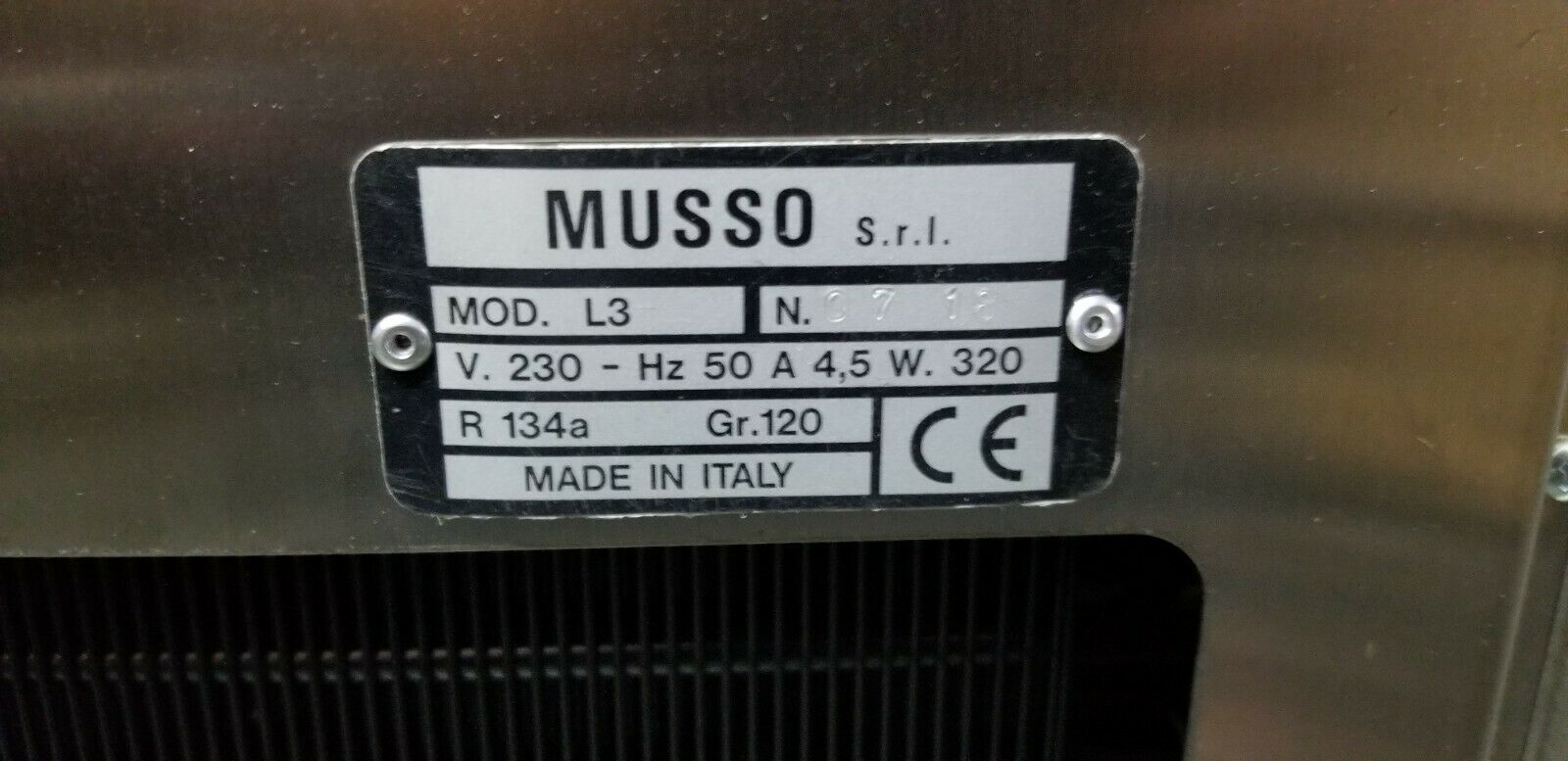 Musso Ice Cream Machine IMM0003 L3 Giardino 230V Hz 50 A 4,5 Made in
