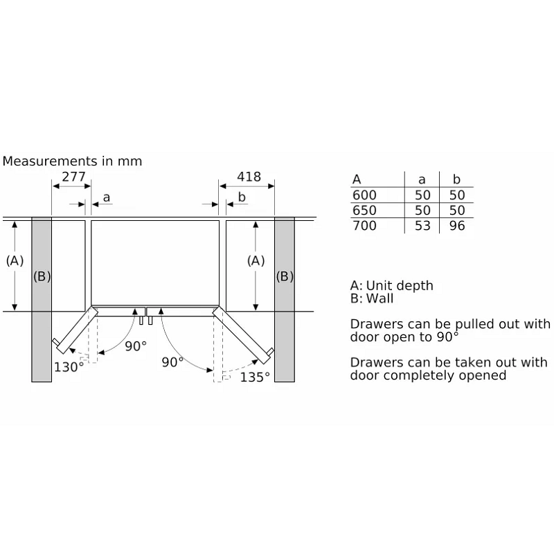 Bosch KAN93VL30M Side By Side Non Inverter Refrigerator