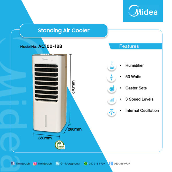 MIDEA-50WATT-AIR-COOLER-WHITE-AC100-18B - Electroland