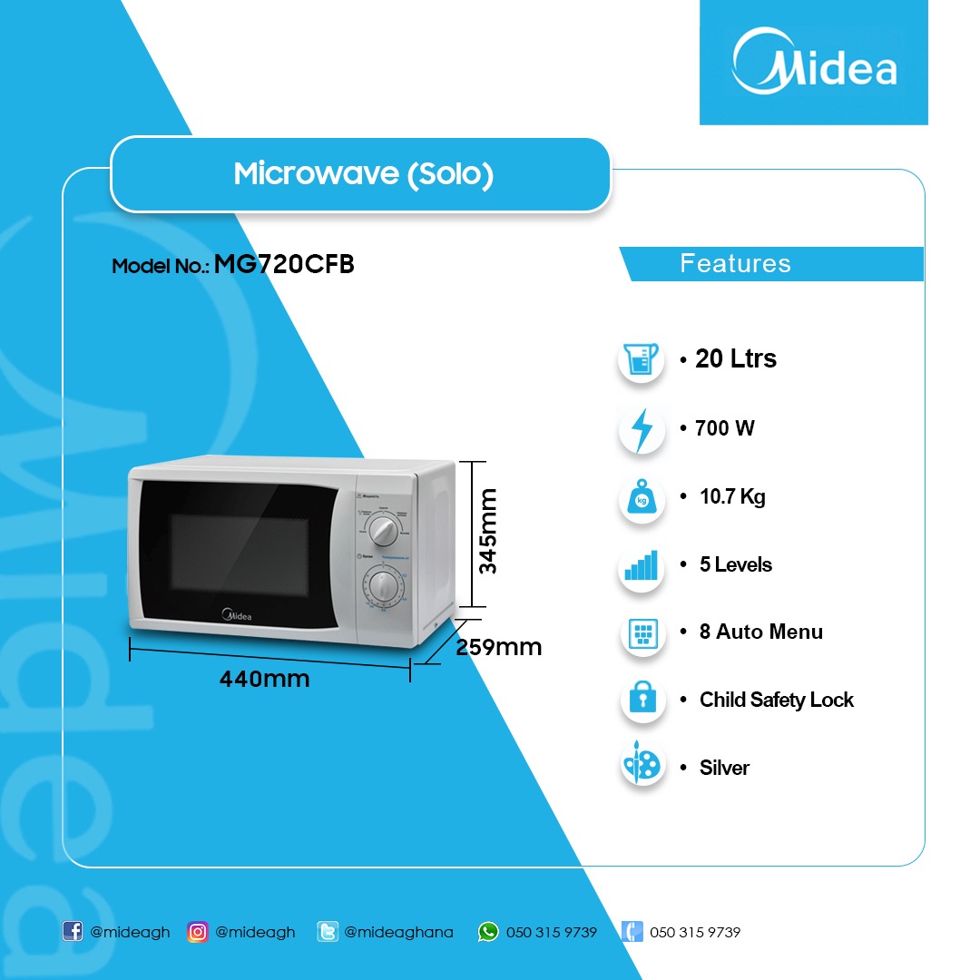 MIDEA20LTRGRILLMICROWAVESILVERMG720CFB Electroland