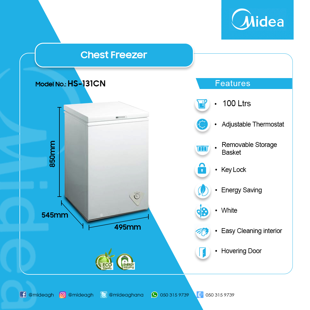 MIDEA 100LTR CHEST FREEZER HS131CN Electroland