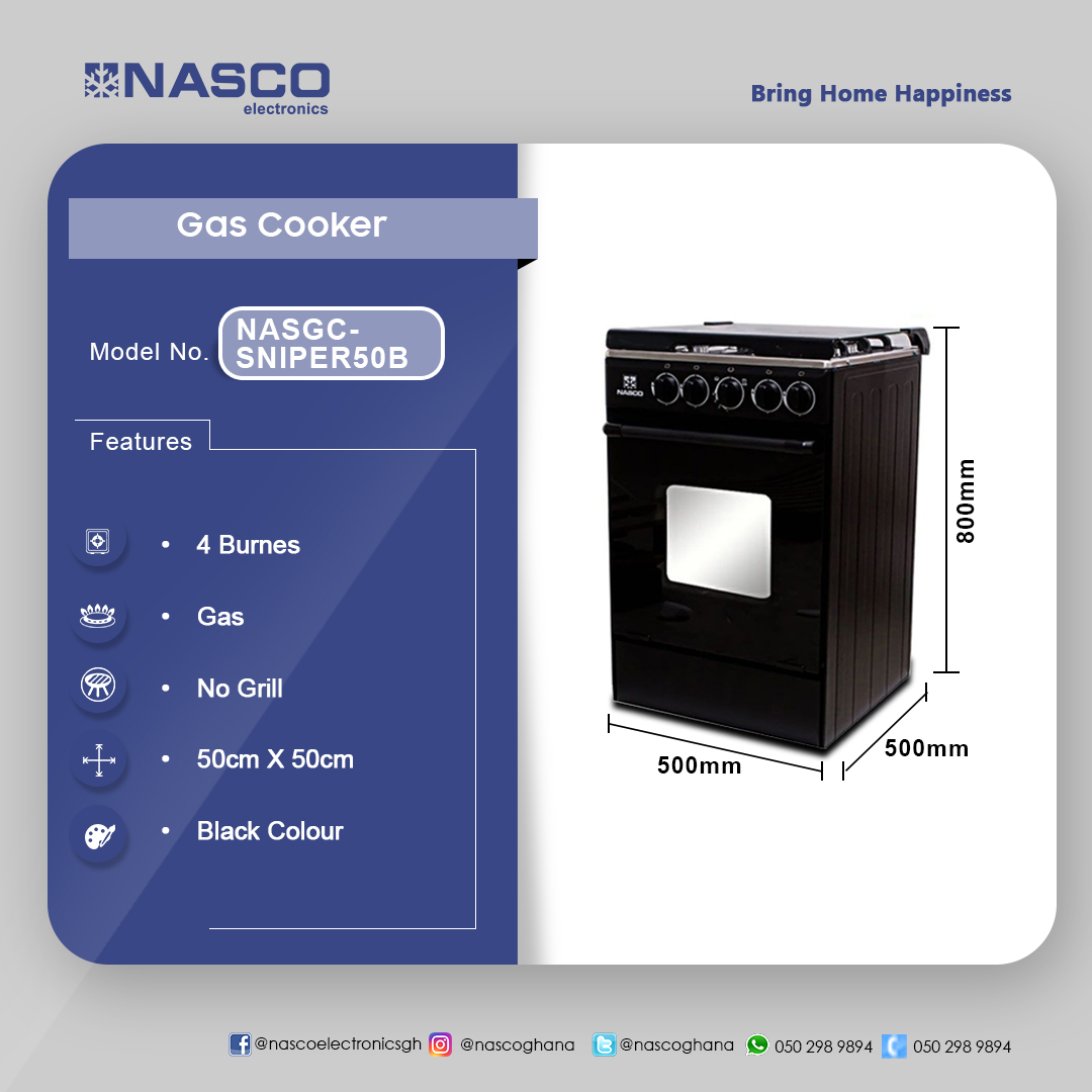 NASCO 4 BURNER GAS COOKER SNIPER MODEL BLACK Electroland