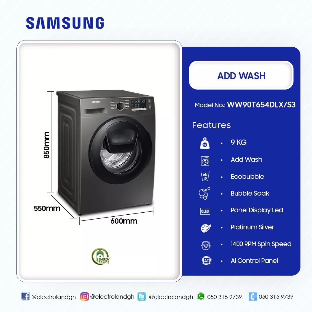 SAMSUNG8KGADDWASHWASHINGMACHINEWW80T554DAN/NQ Electroland