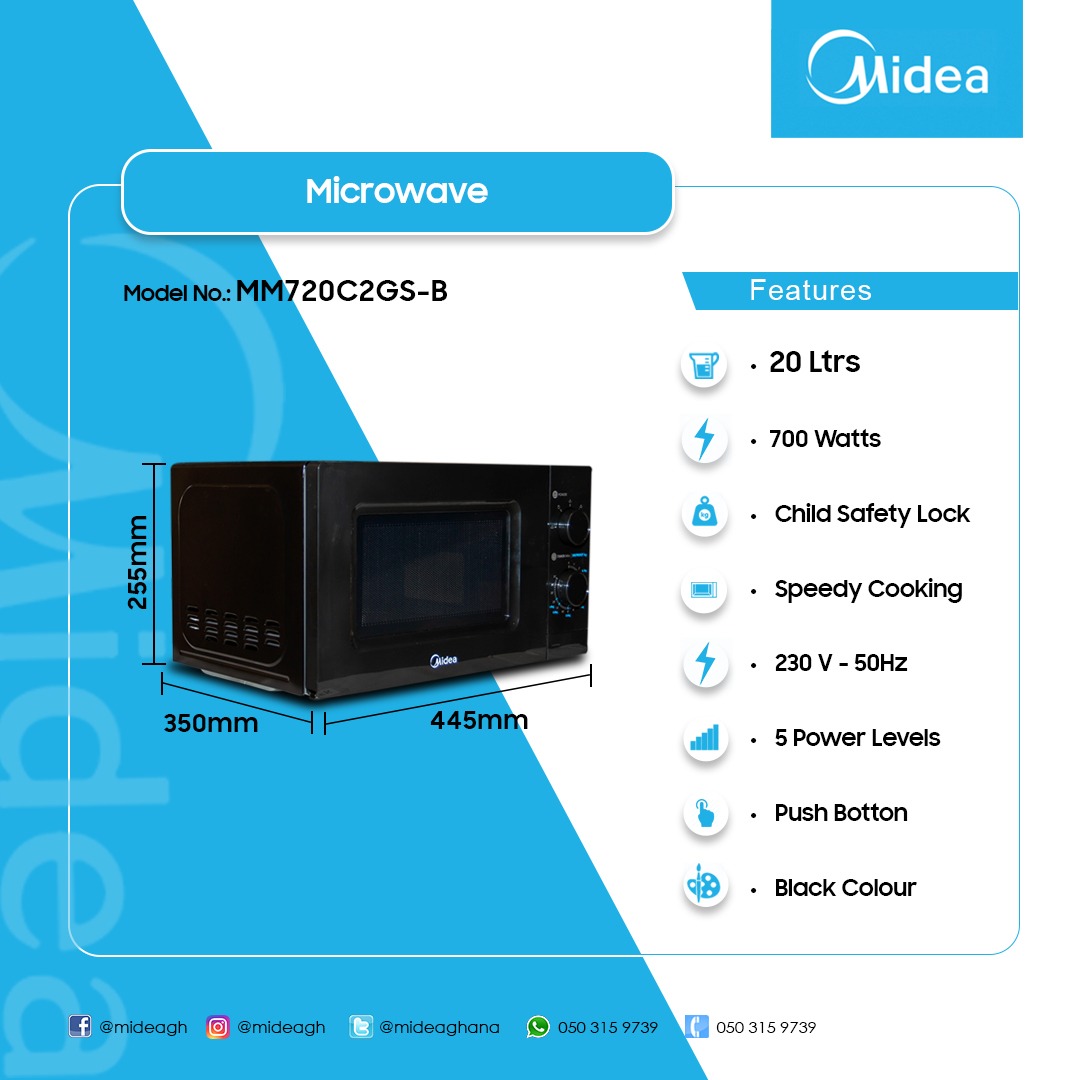 MIDEA20LTRSOLOMICROWAVEMM720C2GSB Electroland