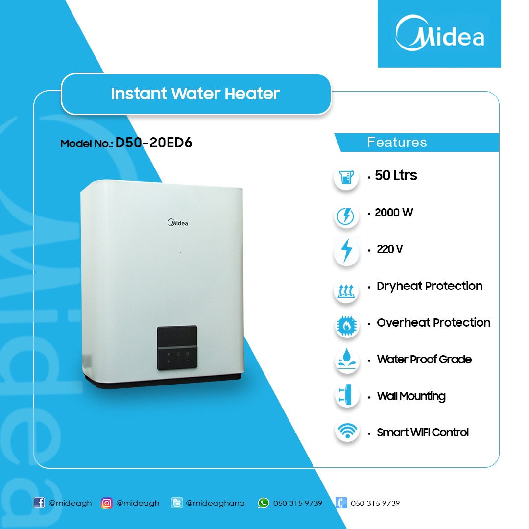 MIDEA 50LTR HORIZONTAL SMART,WIFI CONTROL WATER HEATER D5020ED6