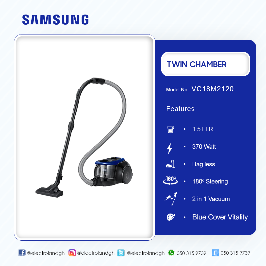 SAMSUNG Canister Bagless with AntiTangle Turbine, 370W VC18M2120