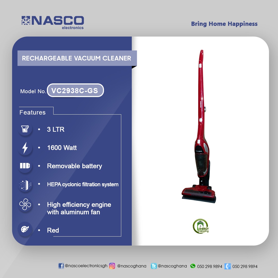NASCO 1600WATT RECHARGEABLE VACUUM CLEANER VC2938CGS Electroland