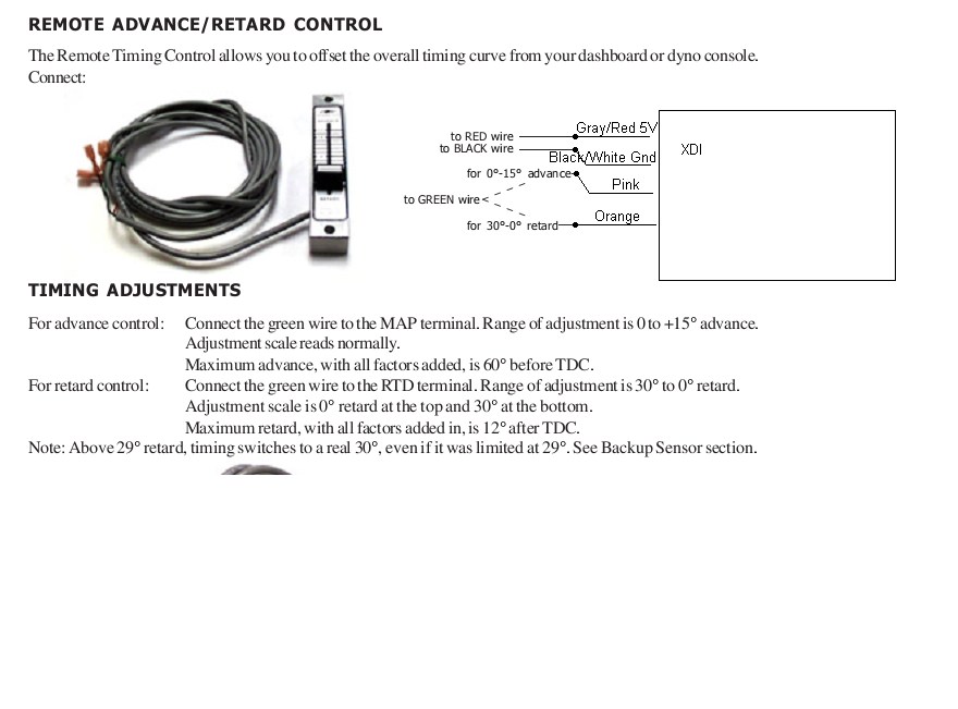 Remote Timing Advance/Retard Control Electromotive
