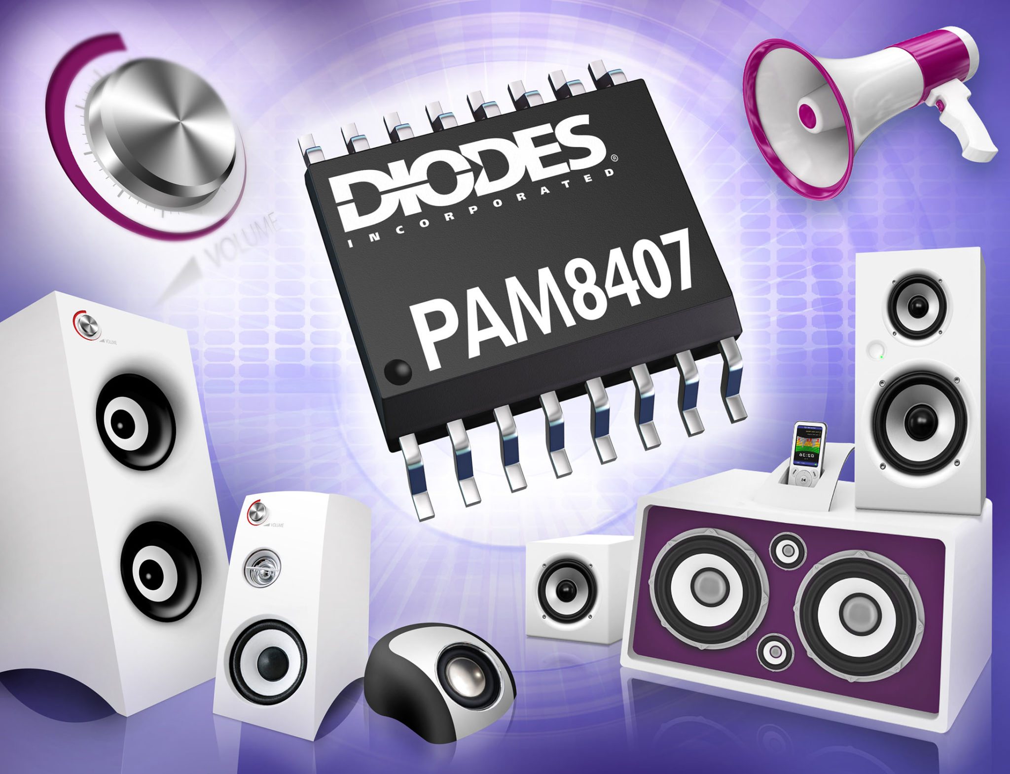Class D Audio Amplifier from Diodes Incorporated Reduces Component Count