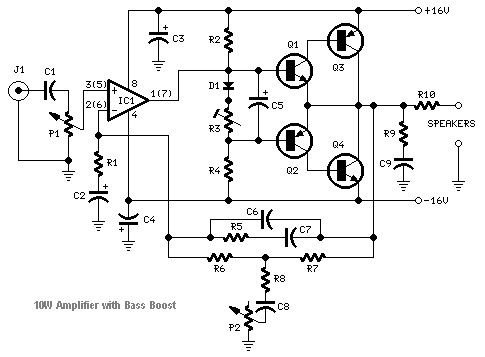 10W audio amplifier circuit | Electronic Schematic Diagram