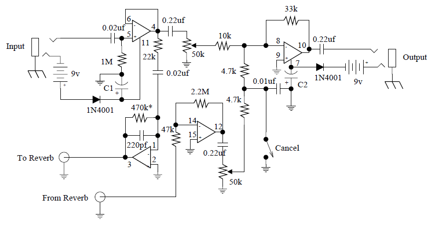 Stage Center Reverb Guitar Effect | Electronic Schematic Diagram