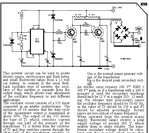 Inverter 12VDC to 240VDC Project – Electronic Schematic Diagram