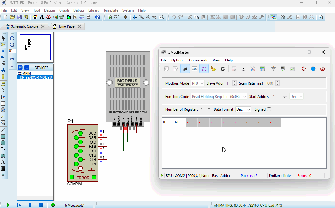 Free Modbus RTU Sensor Library Simulate Temperature & Humidity in