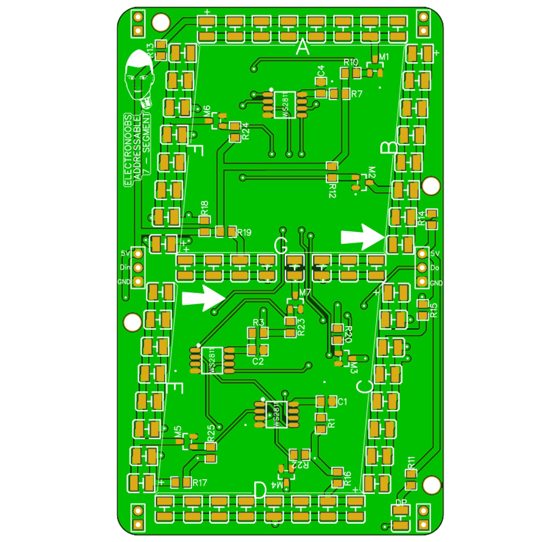 Addressable 7SEG Display SMD PCB V2.0 (GERBERs only) ELECTRONOOBS