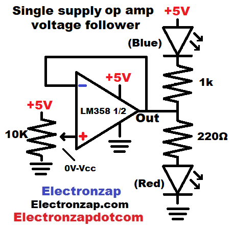 Brief Voltage Follower using Single Supply Op-Amp LM358 Operational
