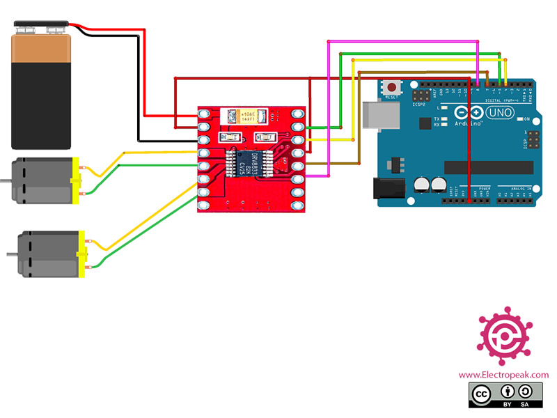 Interfacing DRV8833 Dual Motor Driver Module with Arduino Electropeak