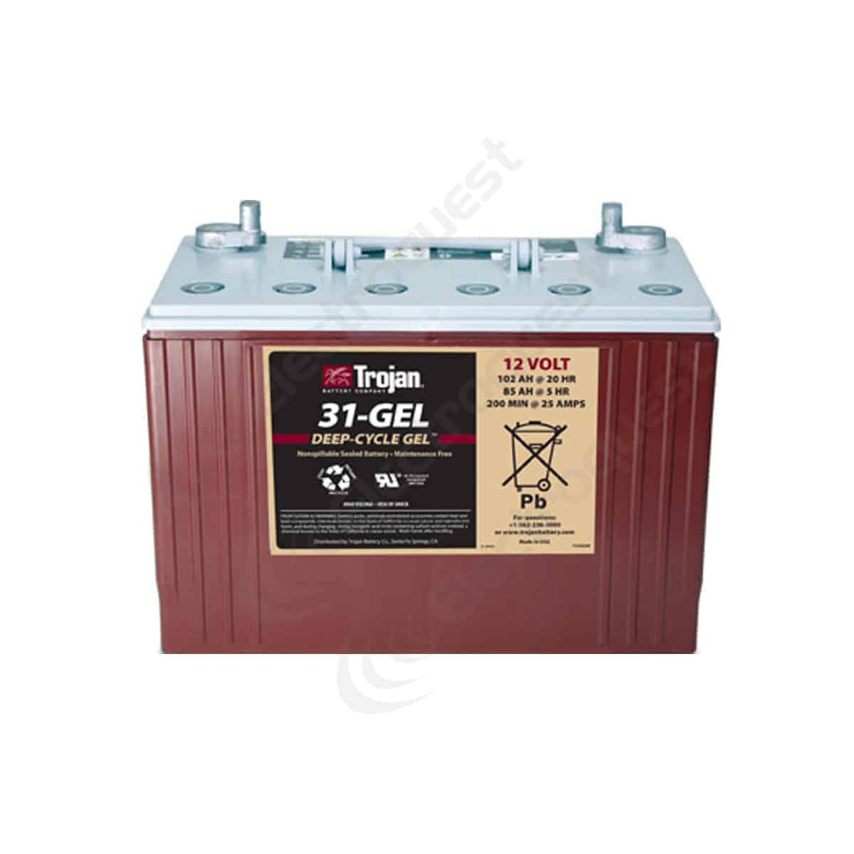 31Gel Trojan Deep Cycle Battery 12v 102Ah Electroquest